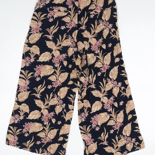 Mango Womens Blue Floral Viscose Cropped Trousers Size XS L20 in Regular