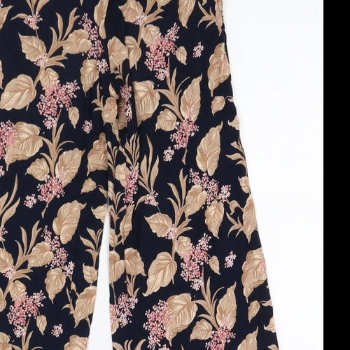 Mango Womens Blue Floral Viscose Cropped Trousers Size XS L20 in Regular