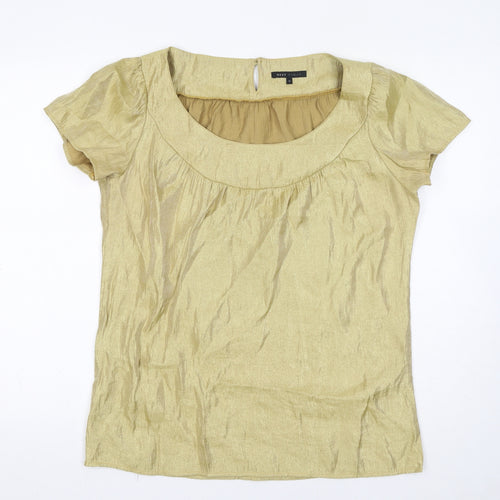 NEXT Womens Gold Viscose Basic T-Shirt Size 12 Round Neck