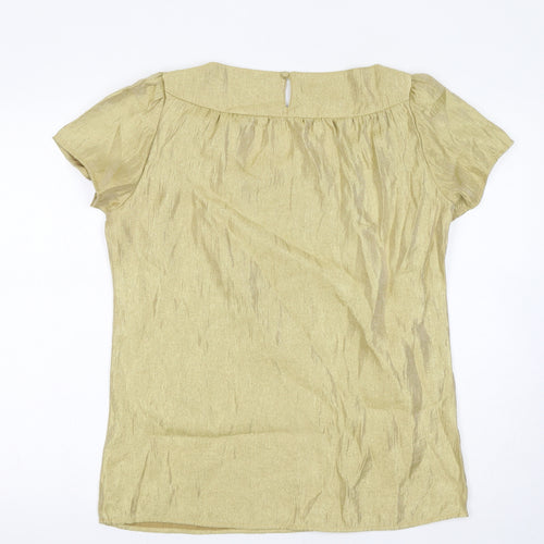 NEXT Womens Gold Viscose Basic T-Shirt Size 12 Round Neck