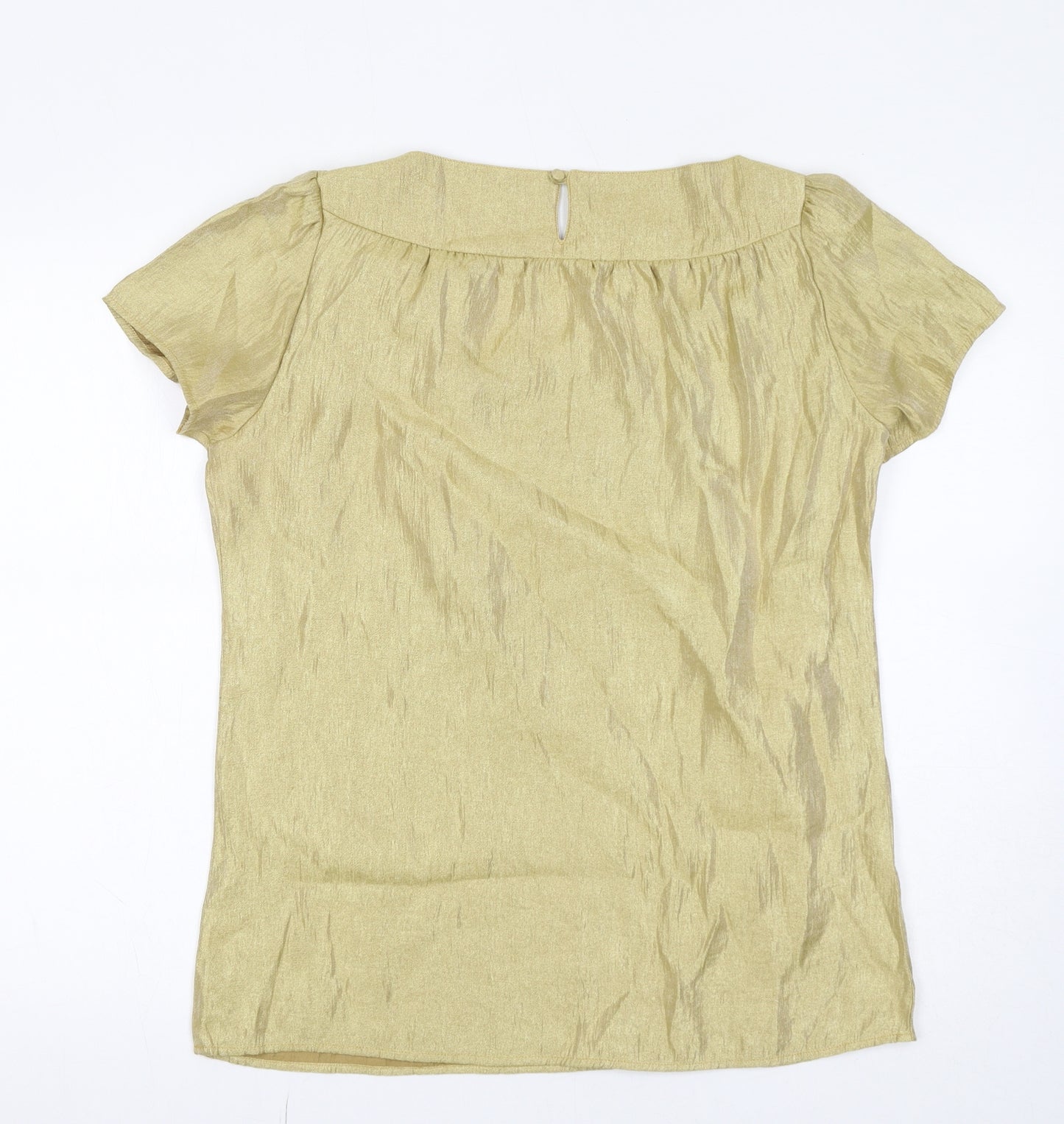 NEXT Womens Gold Viscose Basic T-Shirt Size 12 Round Neck