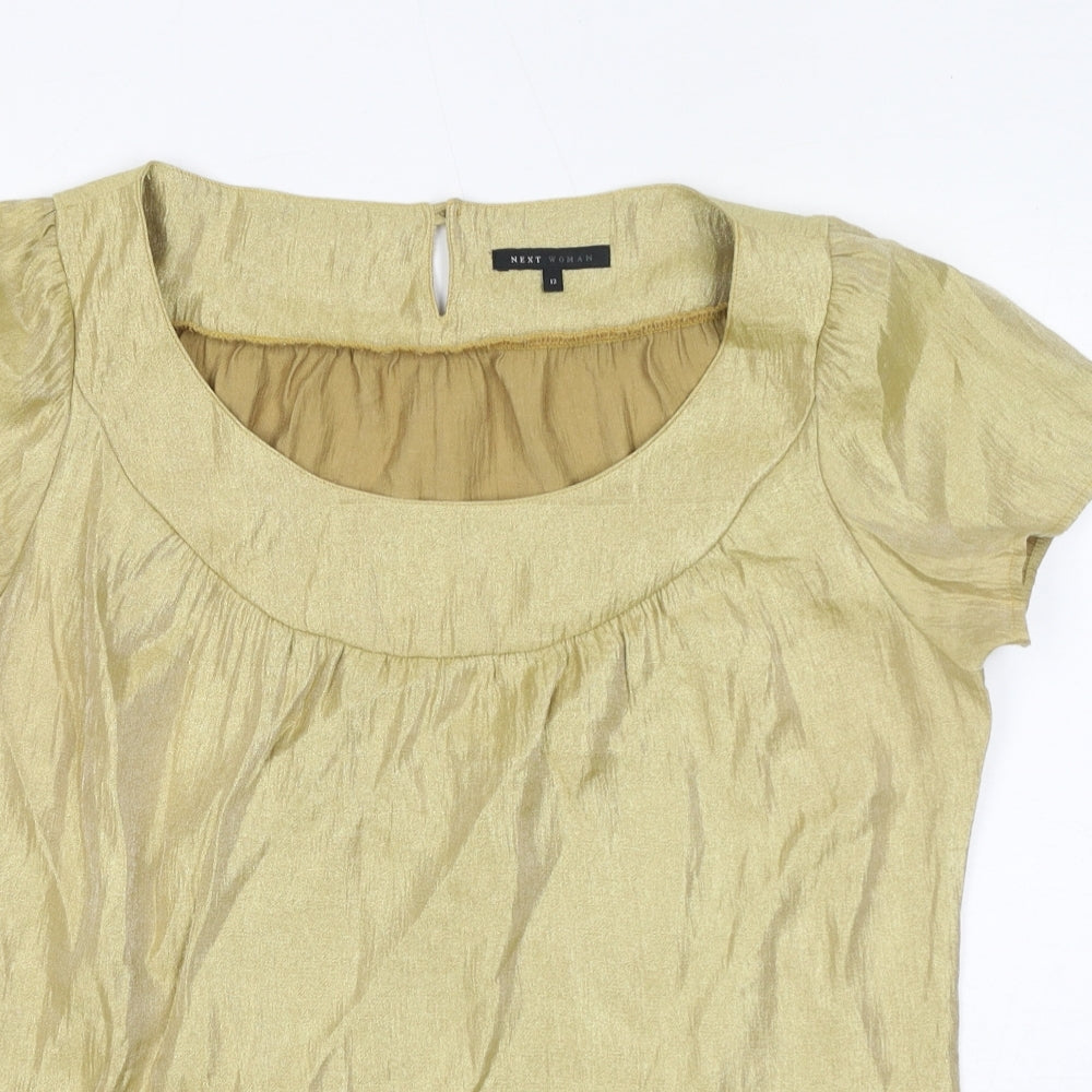 NEXT Womens Gold Viscose Basic T-Shirt Size 12 Round Neck