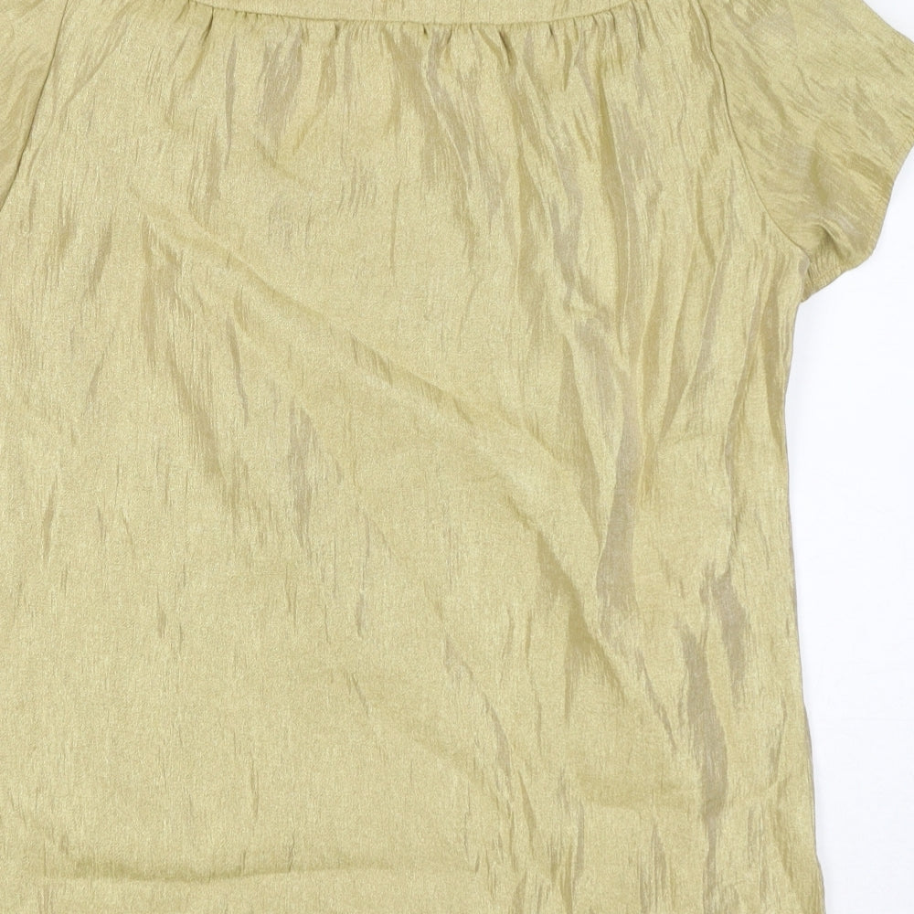 NEXT Womens Gold Viscose Basic T-Shirt Size 12 Round Neck