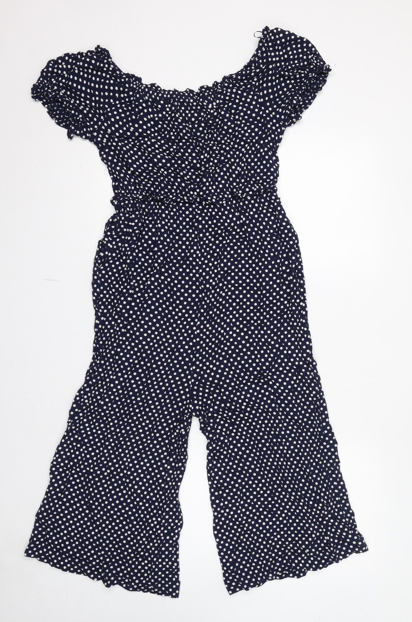 NEXT Womens Blue Polka Dot Viscose Jumpsuit One-Piece Size 14 L17 in Pullover