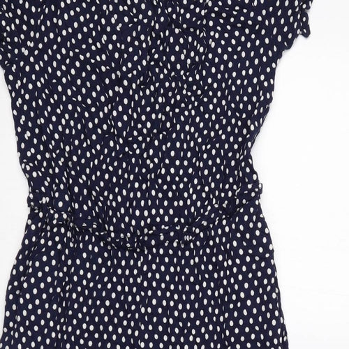 NEXT Womens Blue Polka Dot Viscose Jumpsuit One-Piece Size 14 L17 in Pullover