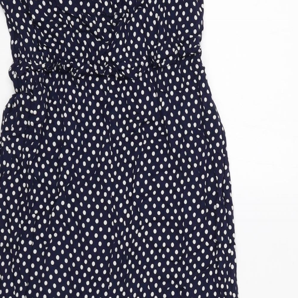 NEXT Womens Blue Polka Dot Viscose Jumpsuit One-Piece Size 14 L17 in Pullover