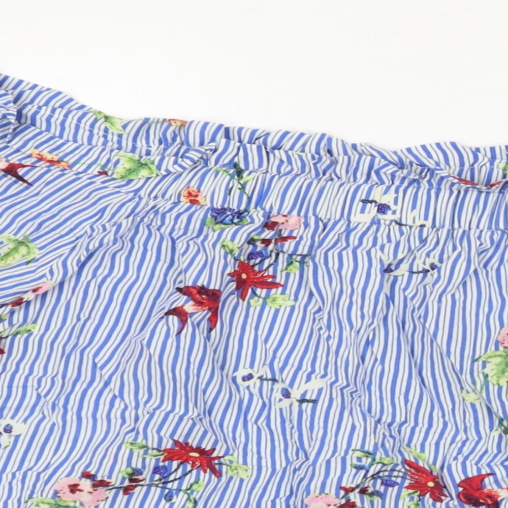 VILA Womens Blue Striped Viscose Basic Blouse Size M Off the Shoulder - Flower Pattern