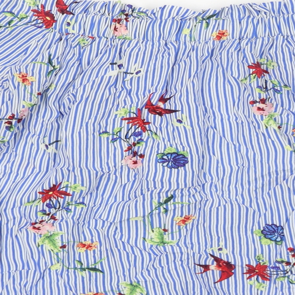 VILA Womens Blue Striped Viscose Basic Blouse Size M Off the Shoulder - Flower Pattern