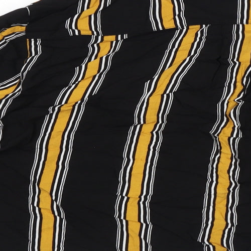 Select Womens Black Striped Viscose Basic Button-Up Size 16 Collared