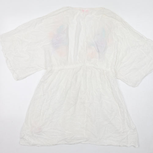 Butterfly Womens White Viscose Basic Blouse Size M V-Neck