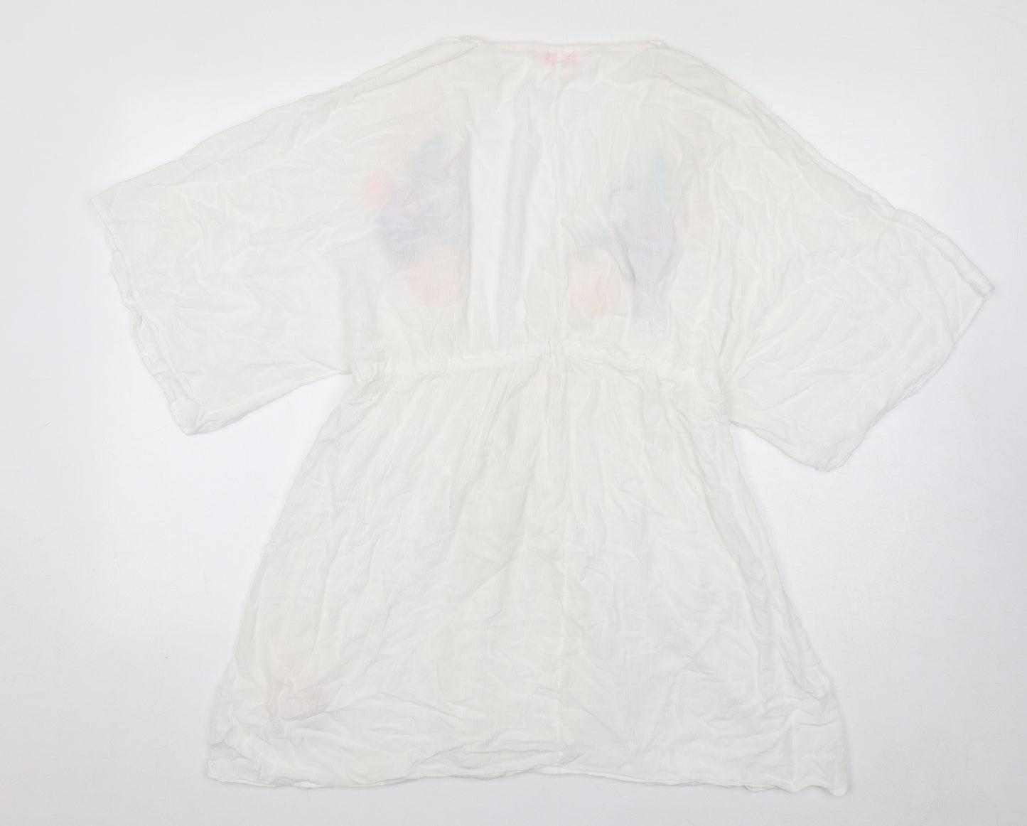 Butterfly Womens White Viscose Basic Blouse Size M V-Neck