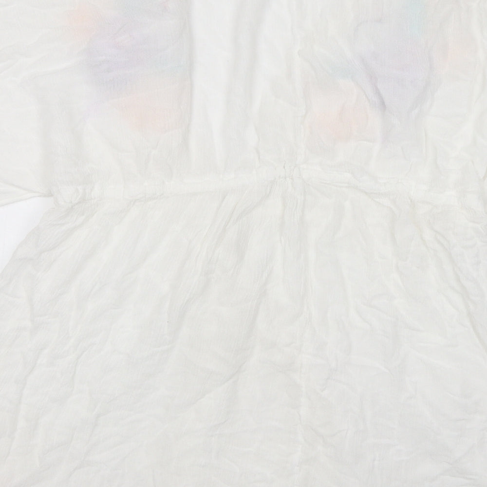 Butterfly Womens White Viscose Basic Blouse Size M V-Neck