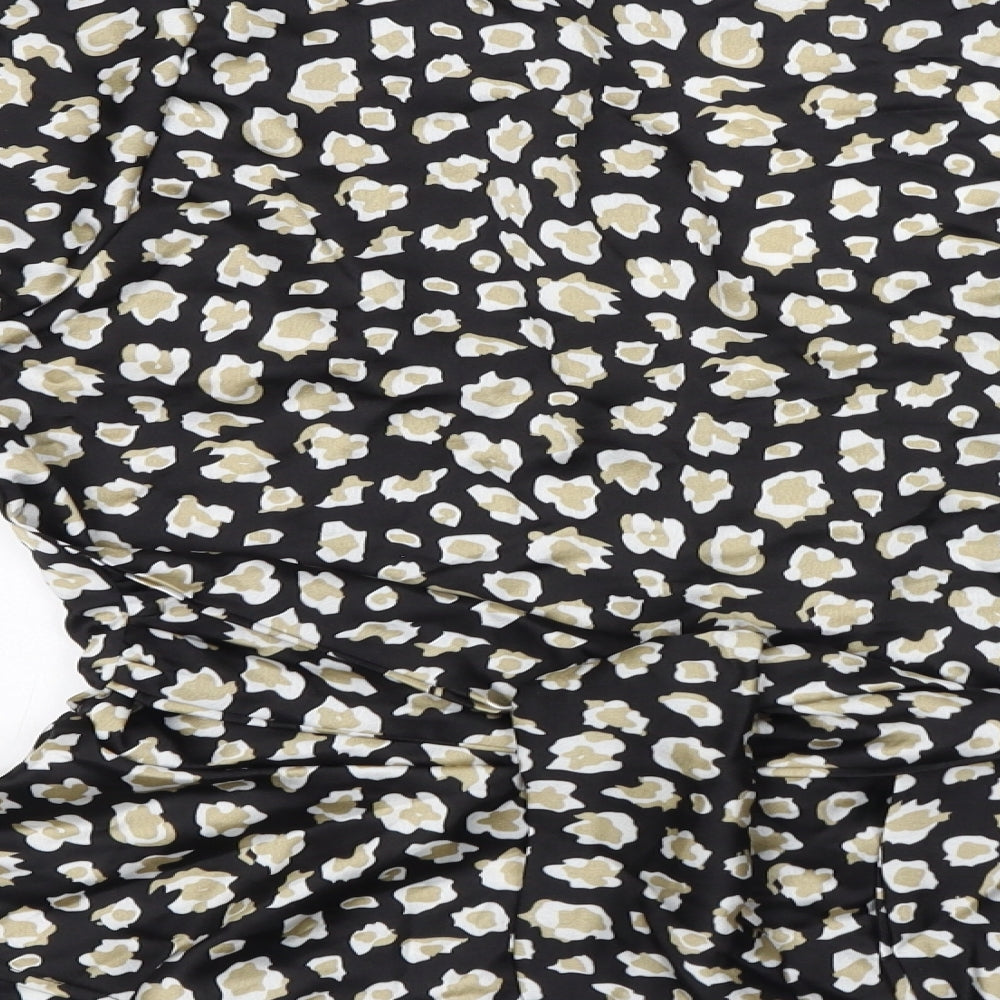 Missguided Womens Black Geometric Polyester Basic Button-Up Size 16 V-Neck - Peplum