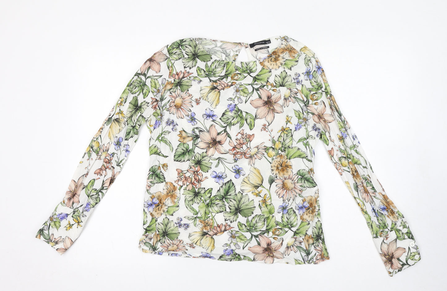 RESERVED Womens Multicoloured Floral Viscose Basic T-Shirt Size 12 Round Neck