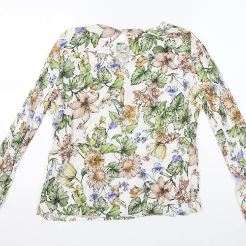 RESERVED Womens Multicoloured Floral Viscose Basic T-Shirt Size 12 Round Neck