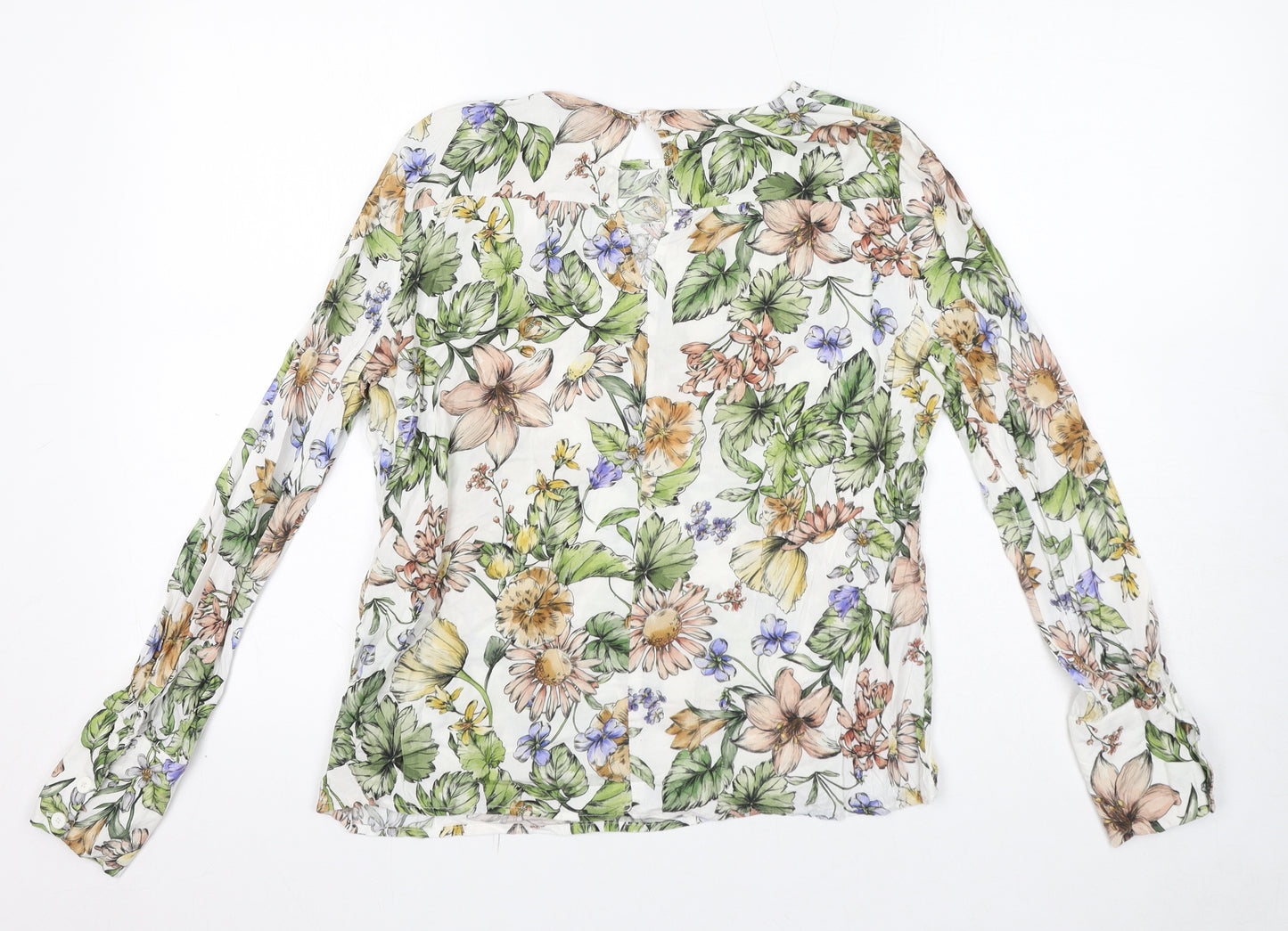 RESERVED Womens Multicoloured Floral Viscose Basic T-Shirt Size 12 Round Neck