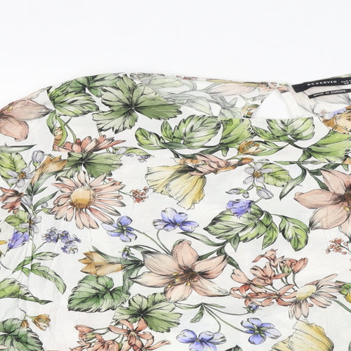 RESERVED Womens Multicoloured Floral Viscose Basic T-Shirt Size 12 Round Neck