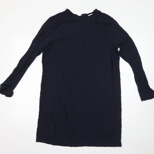 H&M Womens Blue Viscose Shift Size 12 Mock Neck Pullover