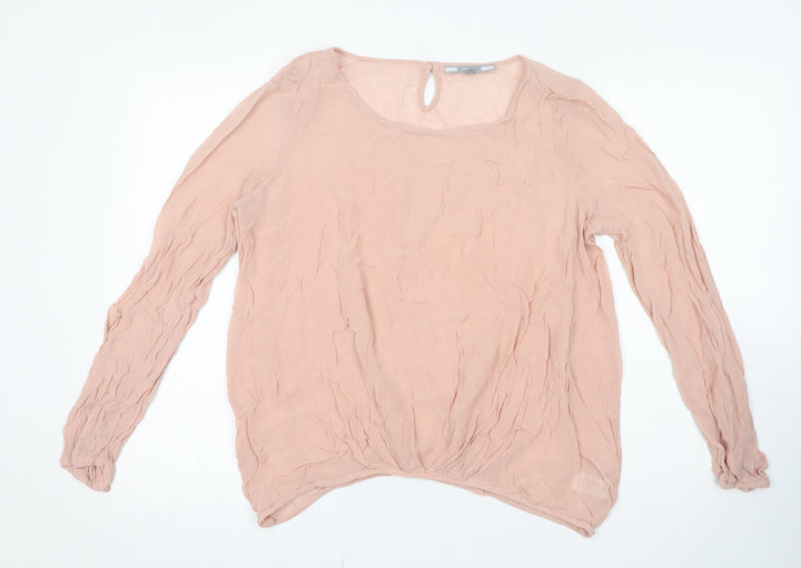 NEXT Womens Pink Viscose Basic Blouse Size 12 Round Neck