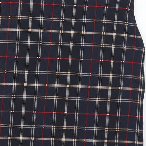 Marks and Spencer Womens Blue Plaid Polyester A-Line Skirt Size 14