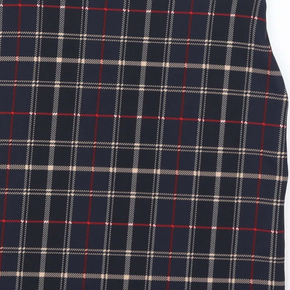 Marks and Spencer Womens Blue Plaid Polyester A-Line Skirt Size 14