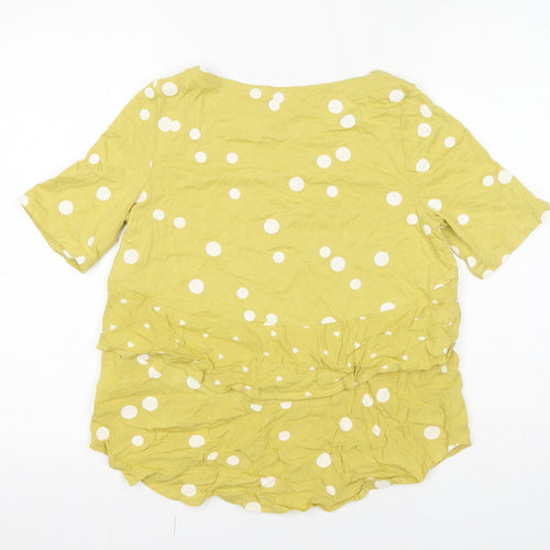 NEXT Womens Yellow Polka Dot 100% Cotton Basic T-Shirt Size 8 Round Neck