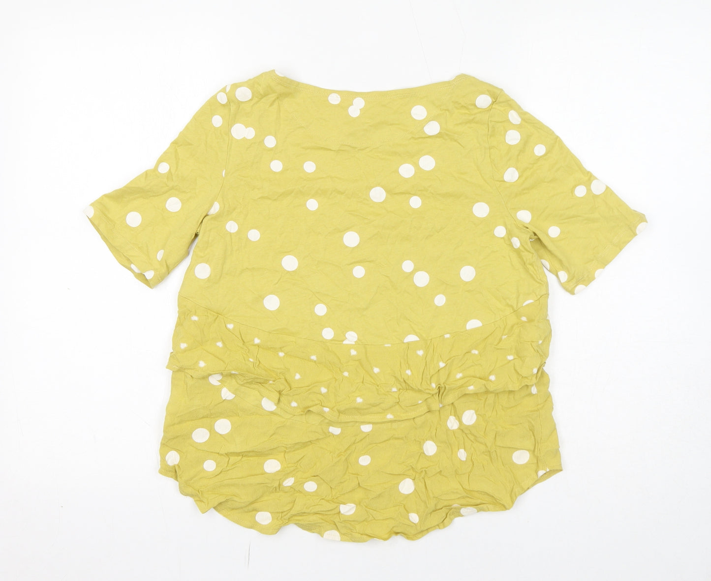 NEXT Womens Yellow Polka Dot 100% Cotton Basic T-Shirt Size 8 Round Neck