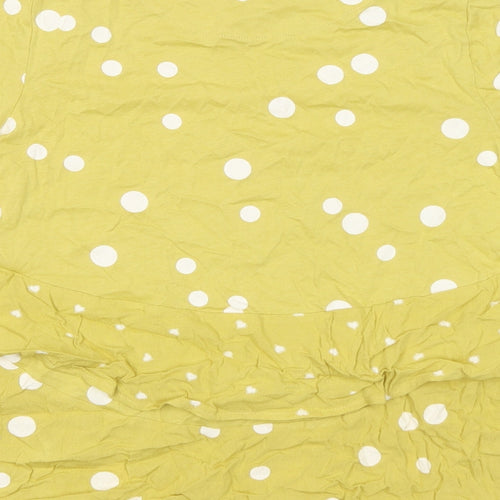 NEXT Womens Yellow Polka Dot 100% Cotton Basic T-Shirt Size 8 Round Neck