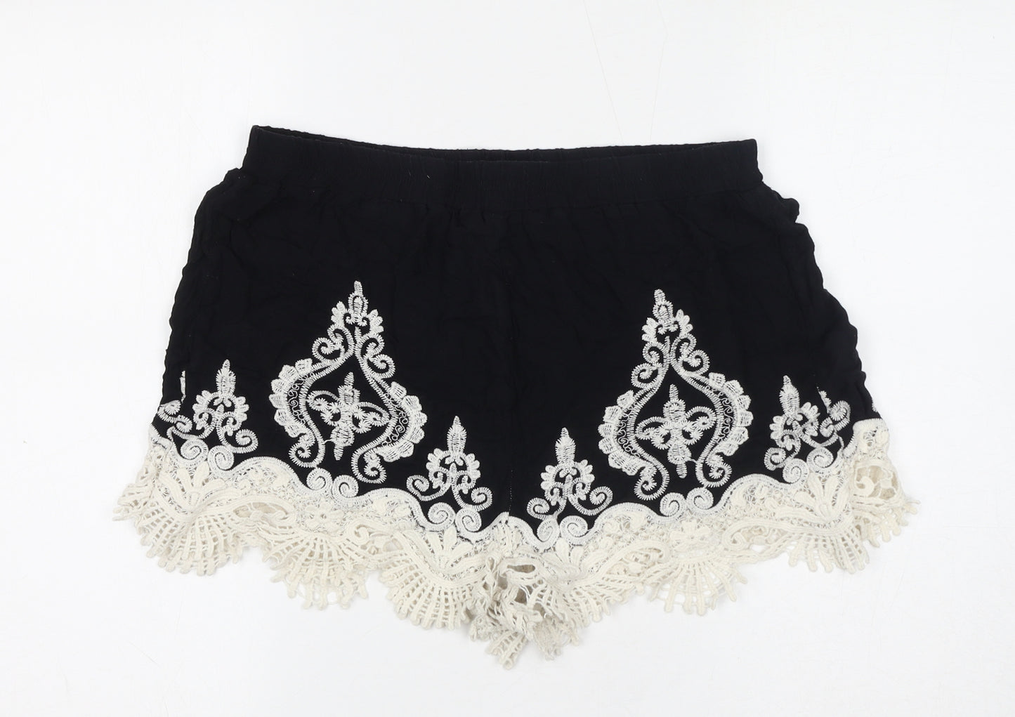 New Look Womens Black Viscose Bermuda Shorts Size M L17 in Regular Pull On