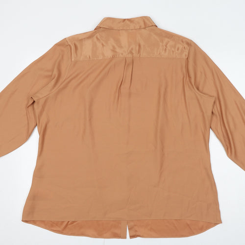 Classic Womens Beige Polyester Basic Button-Up Size 20 Collared