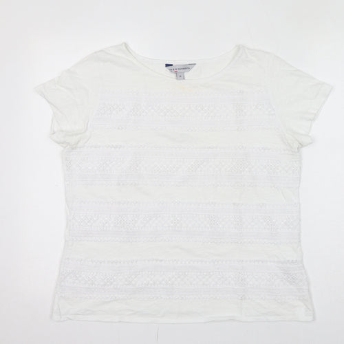 Crew Clothing Womens White 100% Cotton Basic T-Shirt Size 14 Round Neck