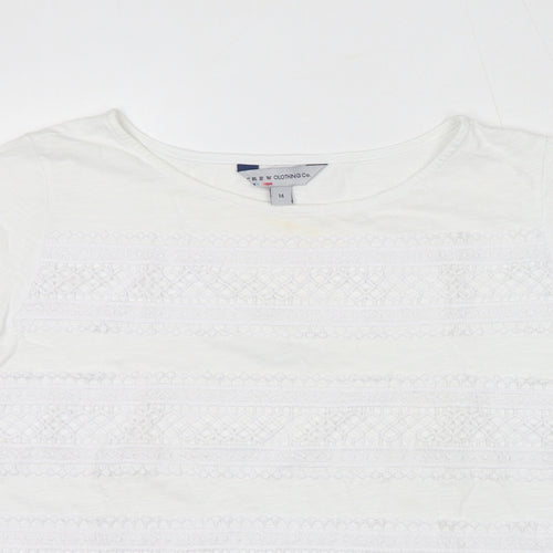Crew Clothing Womens White 100% Cotton Basic T-Shirt Size 14 Round Neck