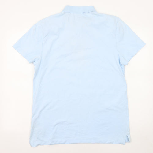 Nike Mens Blue Cotton Polo Size L Collared Button