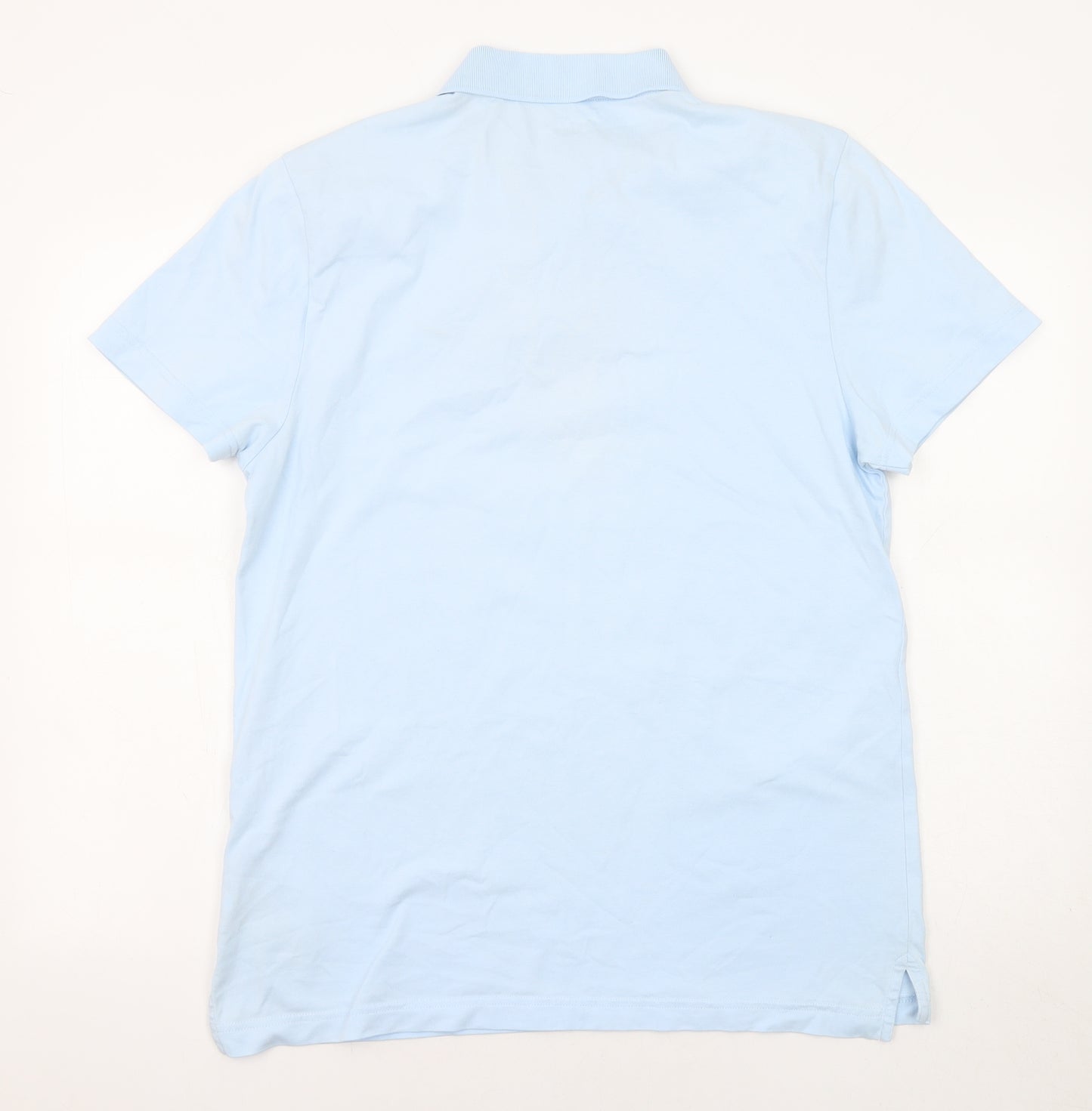 Nike Mens Blue Cotton Polo Size L Collared Button