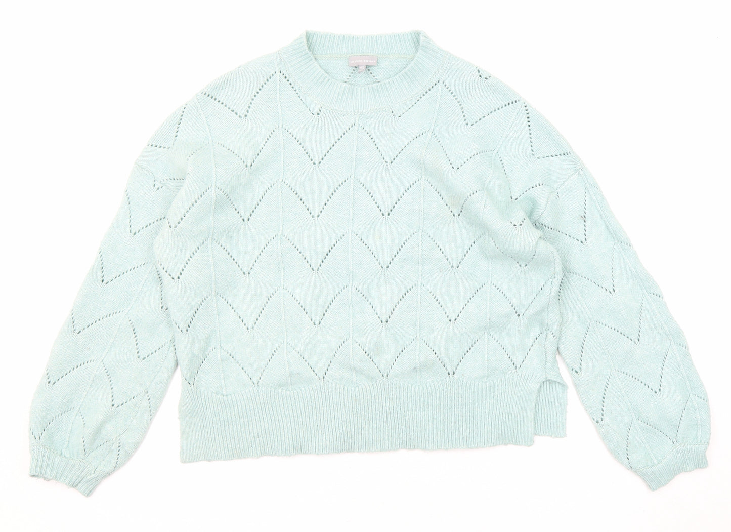 Oliver Bonas Womens Blue Round Neck Acrylic Pullover Jumper Size 10