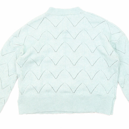 Oliver Bonas Womens Blue Round Neck Acrylic Pullover Jumper Size 10