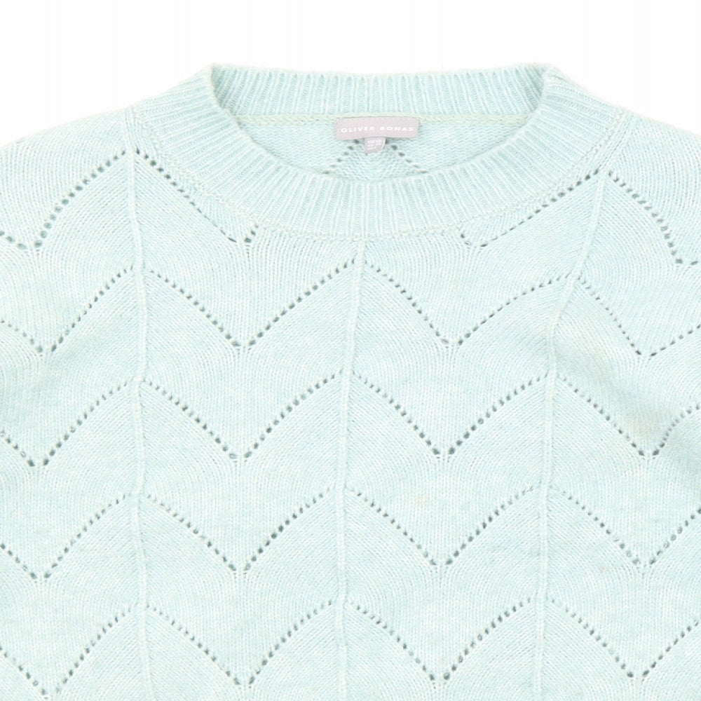 Oliver Bonas Womens Blue Round Neck Acrylic Pullover Jumper Size 10