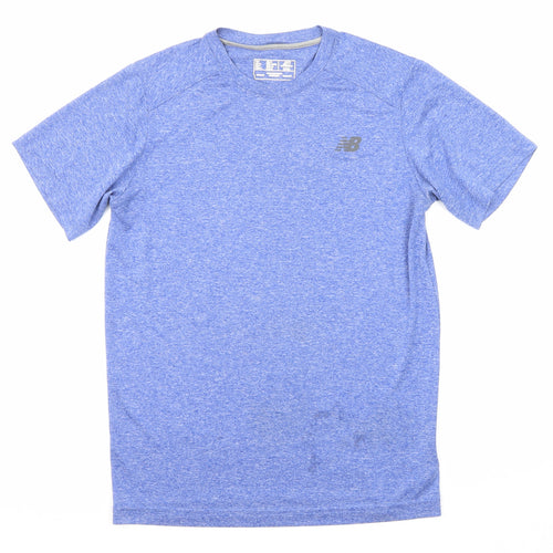 New Balance Mens Blue Polyester T-Shirt Size S Crew Neck
