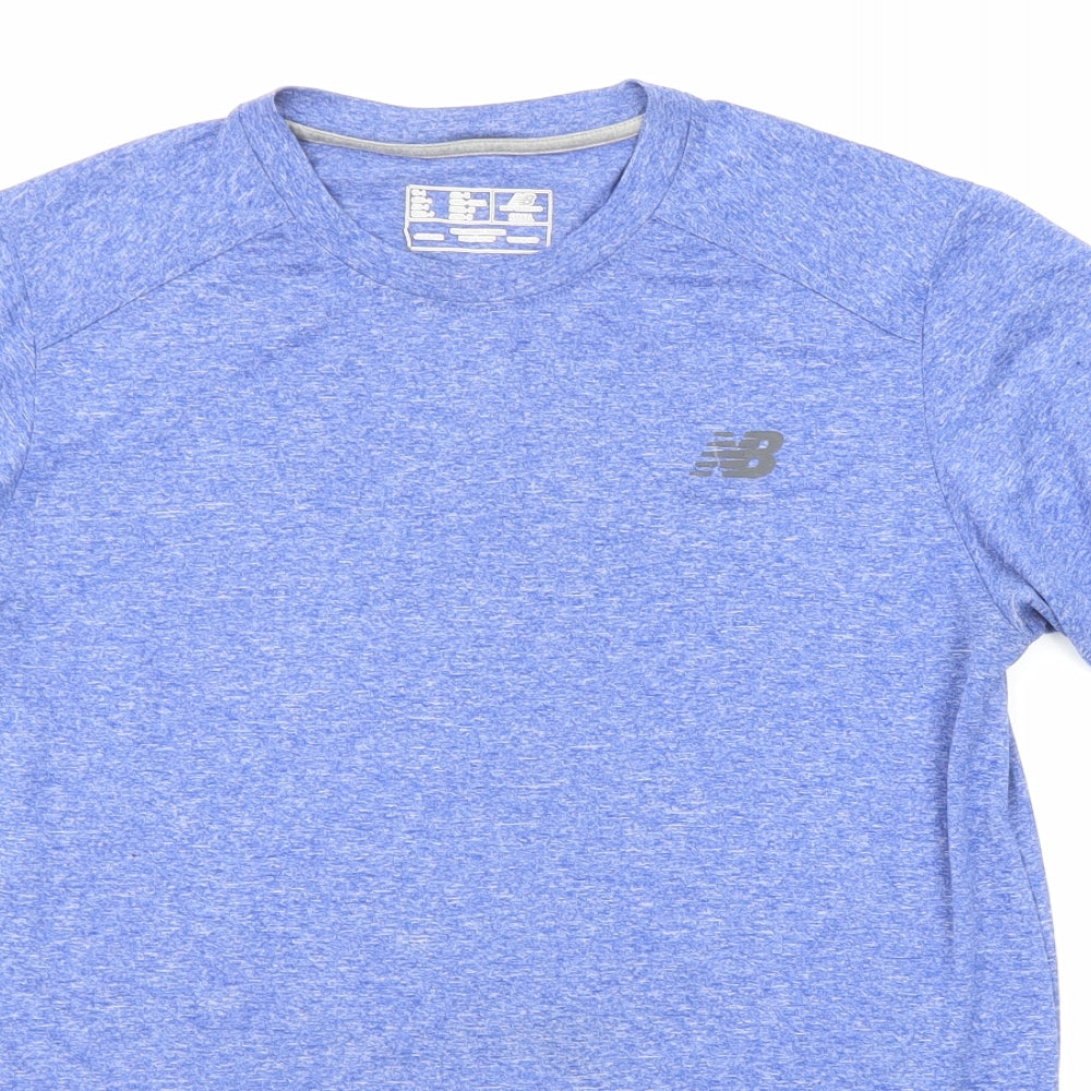 New Balance Mens Blue Polyester T-Shirt Size S Crew Neck