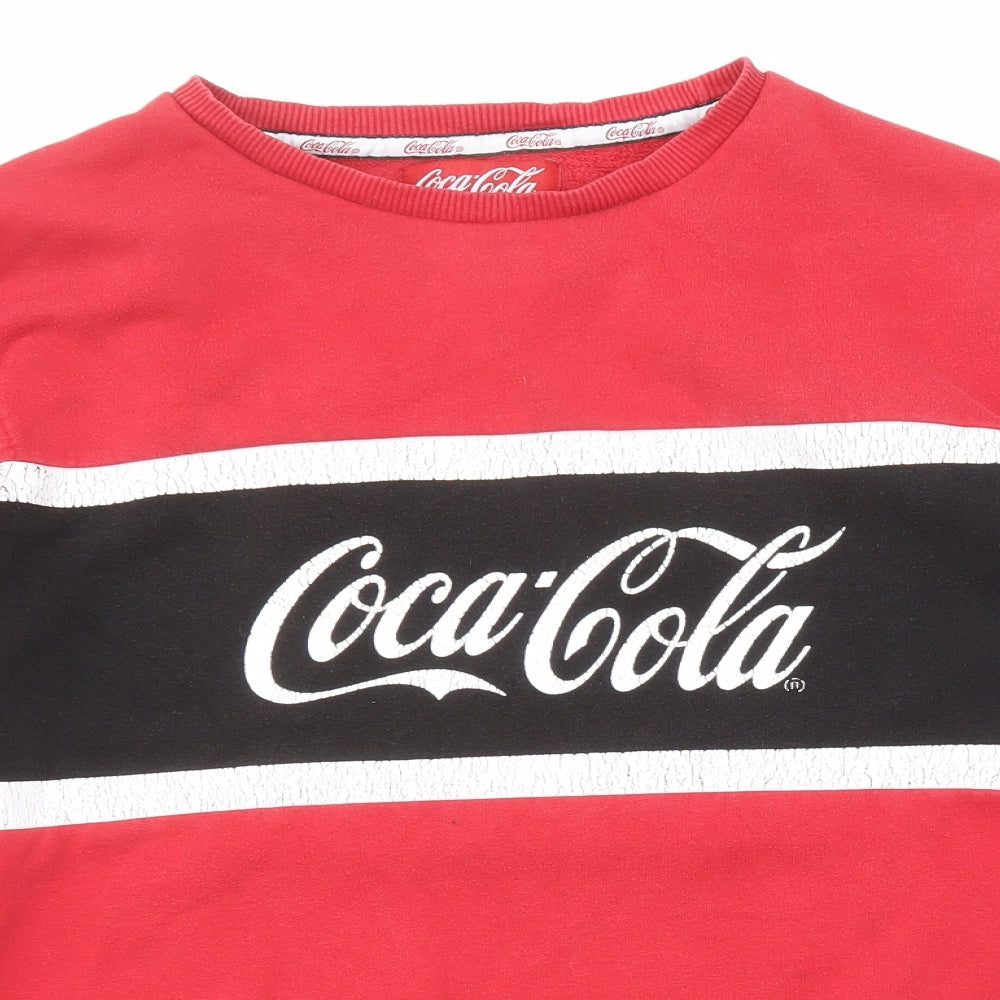 Coca-Cola Mens Red Cotton Pullover Sweatshirt Size L