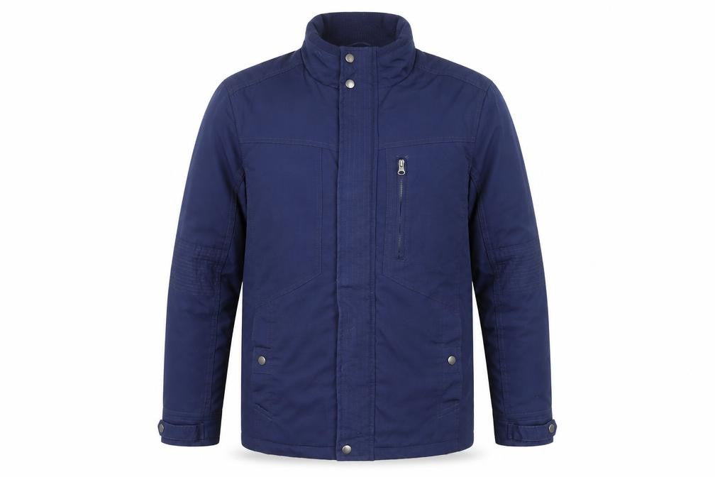 Front view of Adme men’s blue windbreaker coat, size S, zip