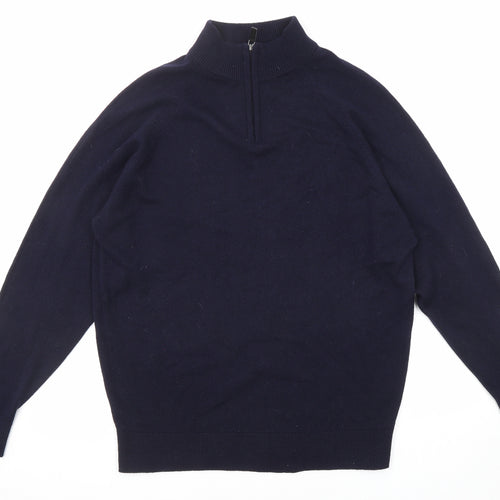 Smithers Mens Blue High Neck Acrylic Pullover Jumper Size M Long Sleeve