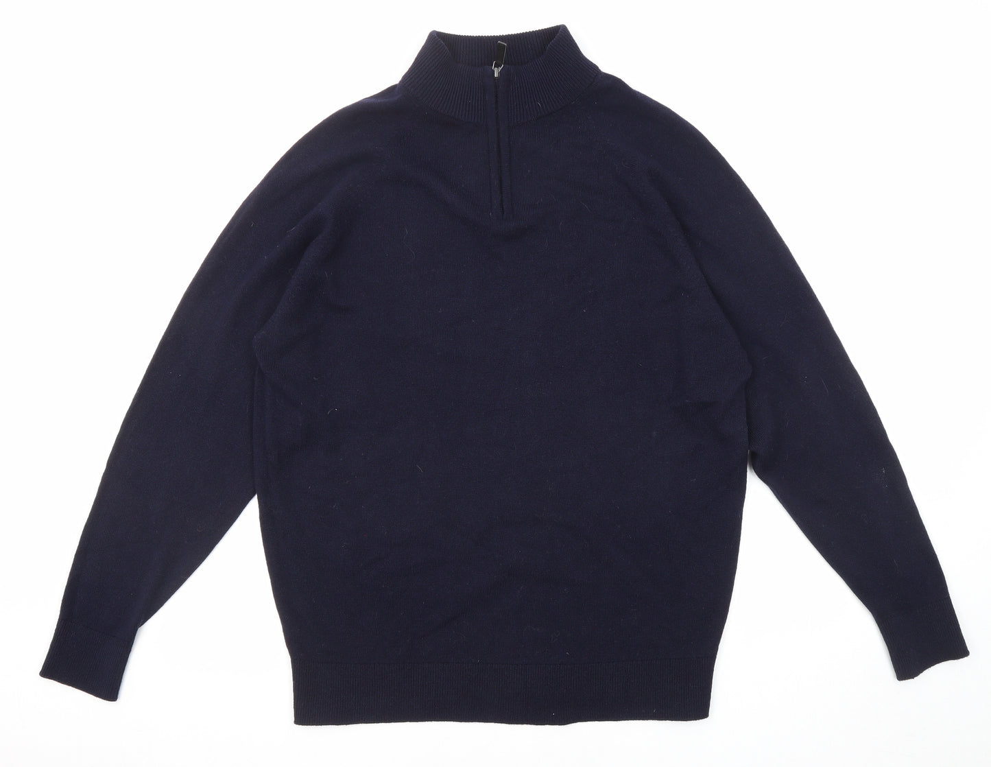 Smithers Mens Blue High Neck Acrylic Pullover Jumper Size M Long Sleeve