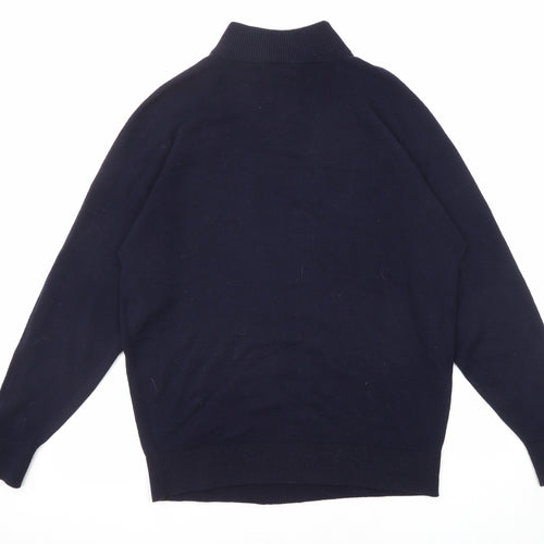 Smithers Mens Blue High Neck Acrylic Pullover Jumper Size M Long Sleeve