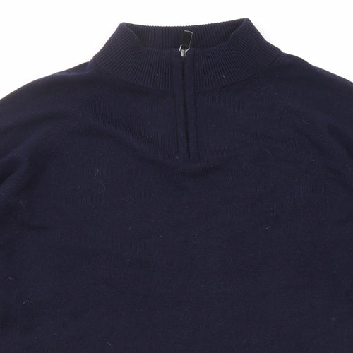Smithers Mens Blue High Neck Acrylic Pullover Jumper Size M Long Sleeve