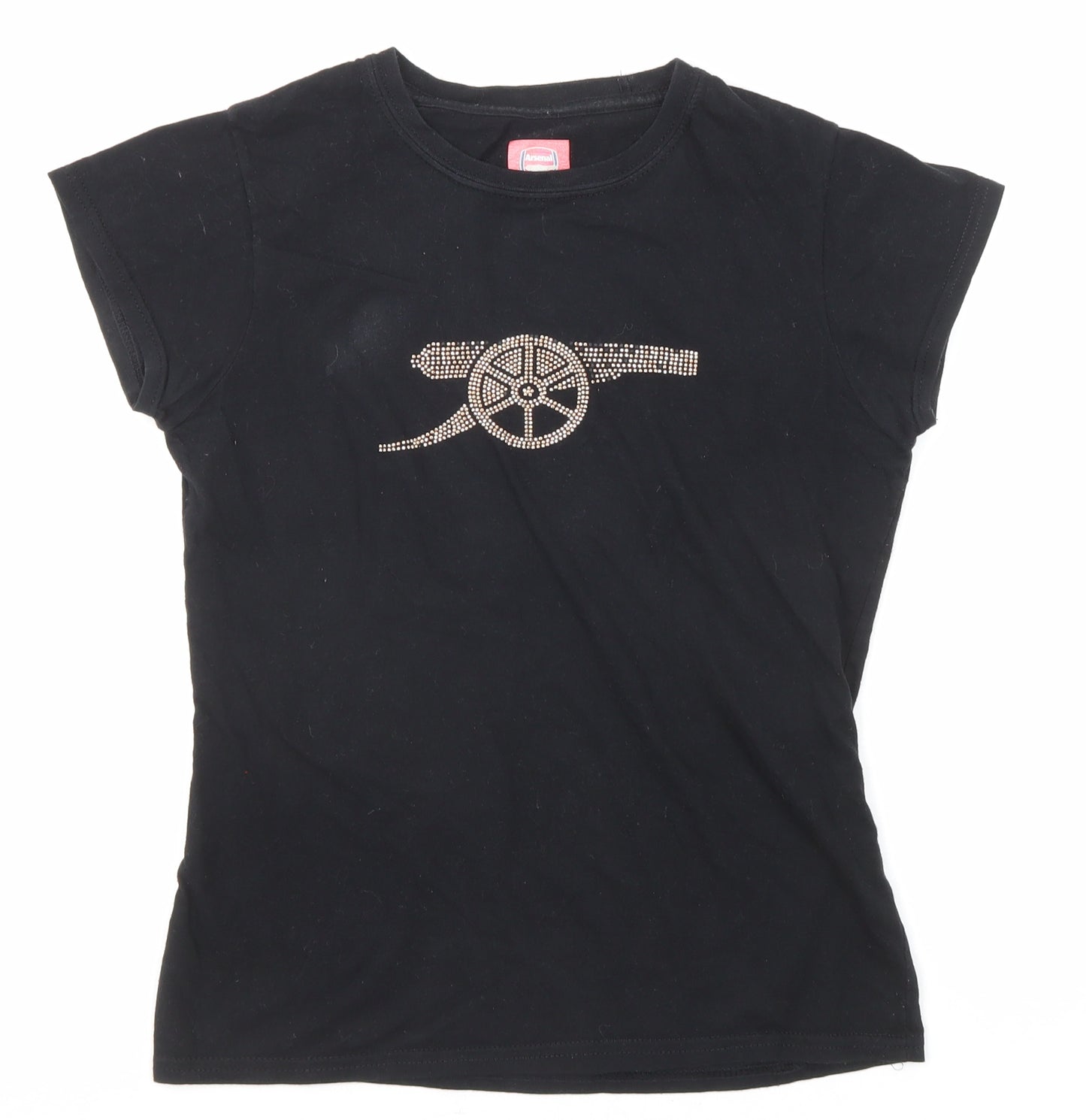 Arsenal Womens Black Polyester Basic T-Shirt Size 8 Round Neck