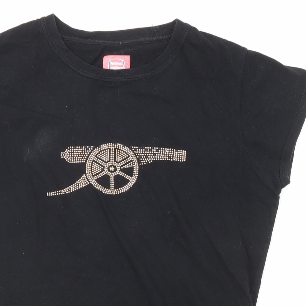 Arsenal Womens Black Polyester Basic T-Shirt Size 8 Round Neck