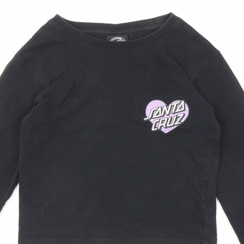 Santa Cruz Womens Black Cotton Basic T-Shirt Size 6 Round Neck
