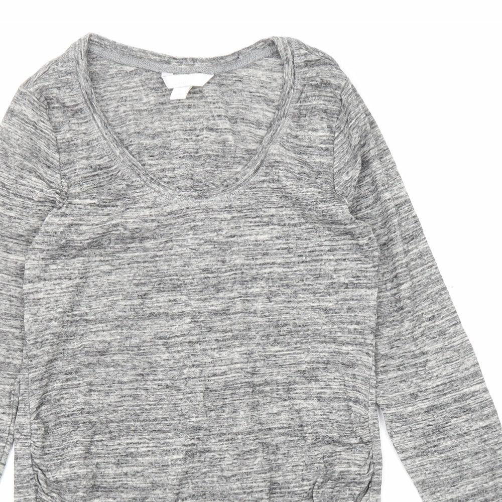 H&M Womens Grey Cotton Basic T-Shirt Size M Scoop Neck