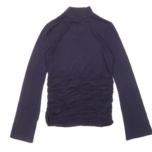 Marks and Spencer Womens Blue Viscose Basic T-Shirt Size 6 High Neck